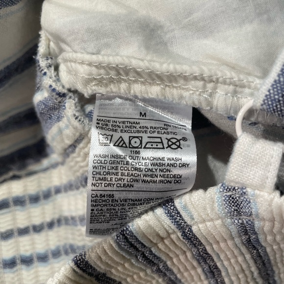 Old Navy Linen Blend Blue and White Striped Jumpsuit Size Medium - Picture 4 of 7
